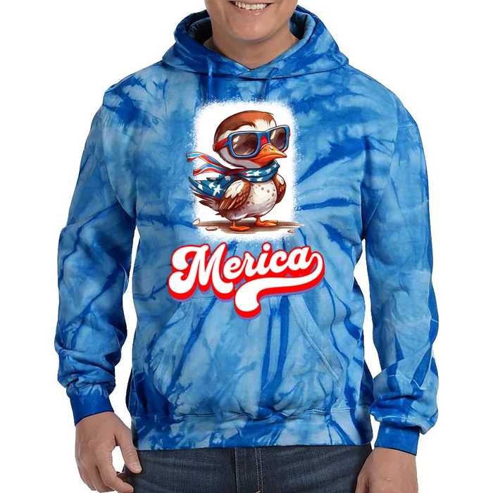 4th Of July Patriotic Duck Merica Cool Gift Tie Dye Hoodie