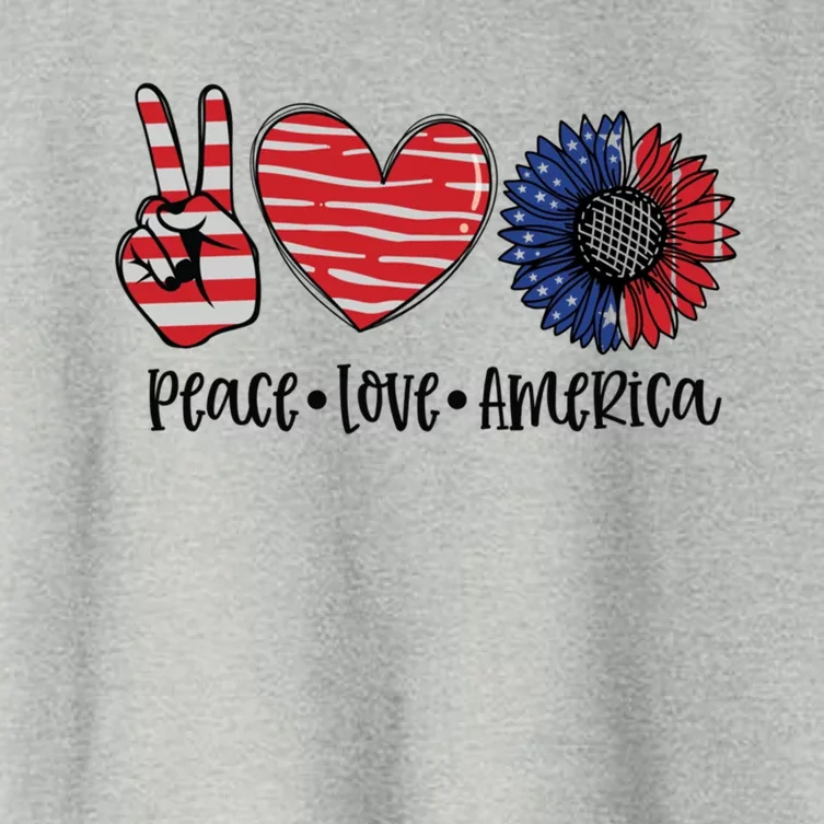 4th Of July Usa Flag Peace Love America Cute Gift Women's Crop Top Tee