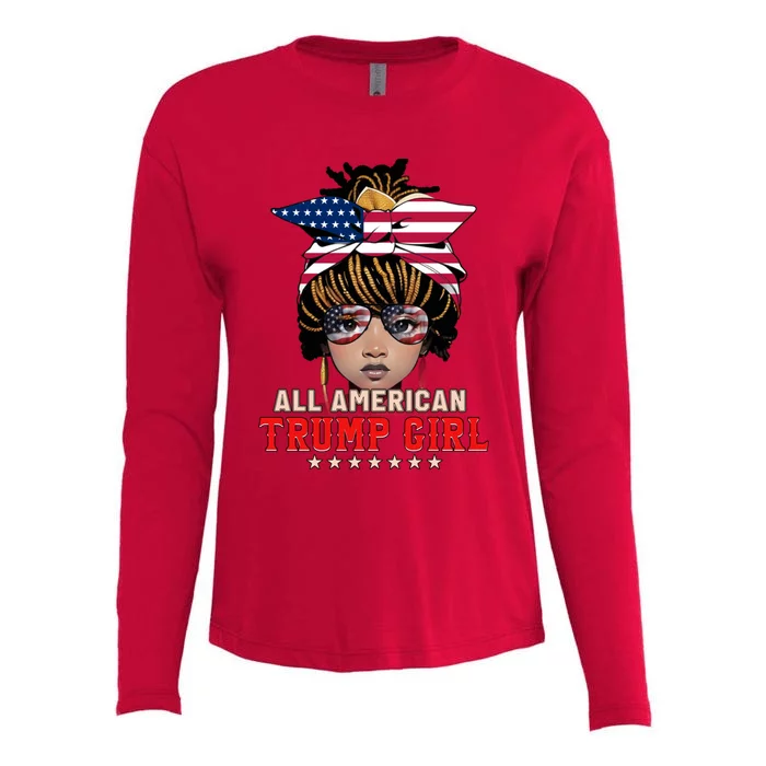 4th Of July All American Afro Trump Gift Womens Cotton Relaxed Long Sleeve T-Shirt