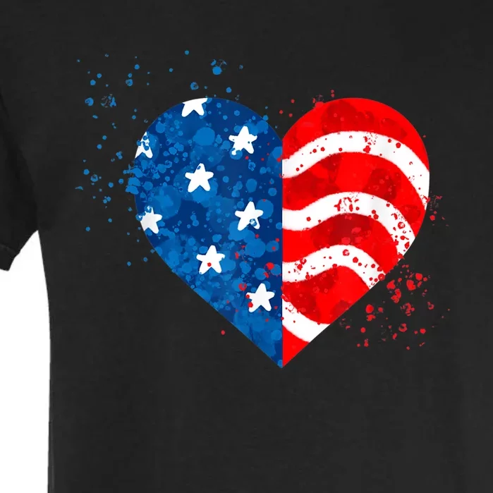 4th of JULY. LOVE HEART American Freedom USA Flag Garment-Dyed Heavyweight T-Shirt