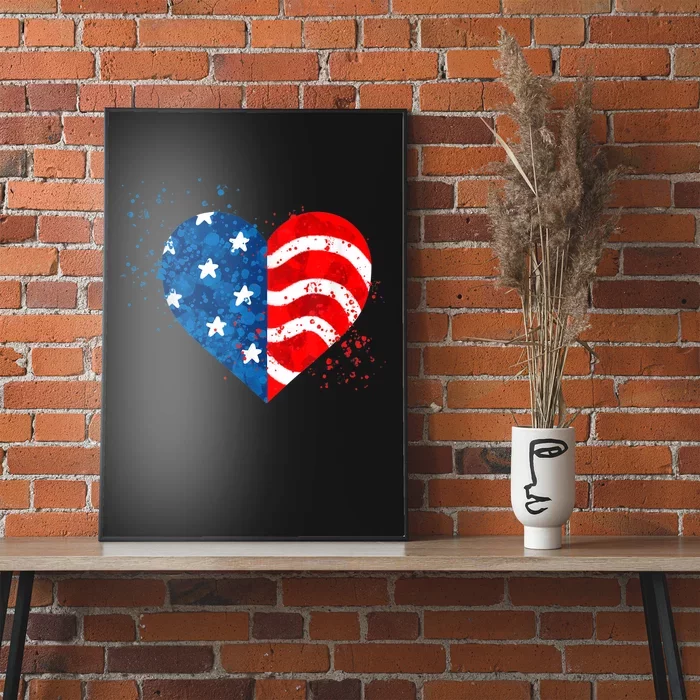 4th of JULY. LOVE HEART American Freedom USA Flag Poster