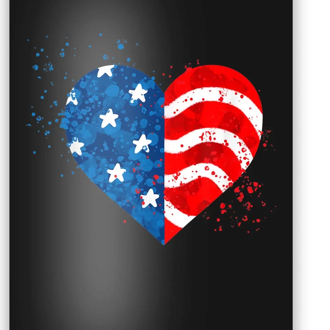 4th of JULY. LOVE HEART American Freedom USA Flag Poster