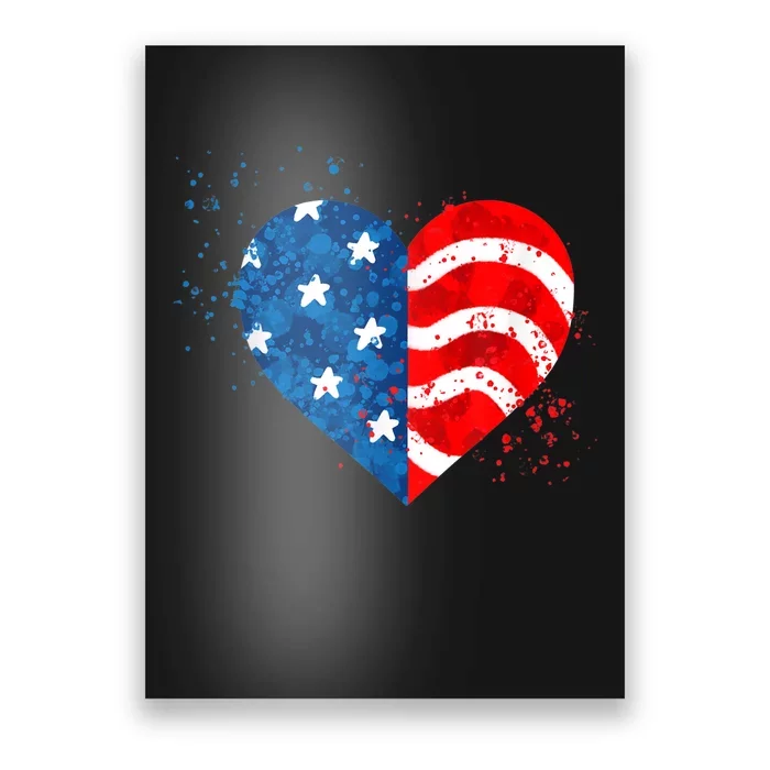 4th of JULY. LOVE HEART American Freedom USA Flag Poster