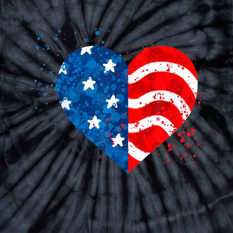 4th of JULY. LOVE HEART American Freedom USA Flag Tie-Dye T-Shirt