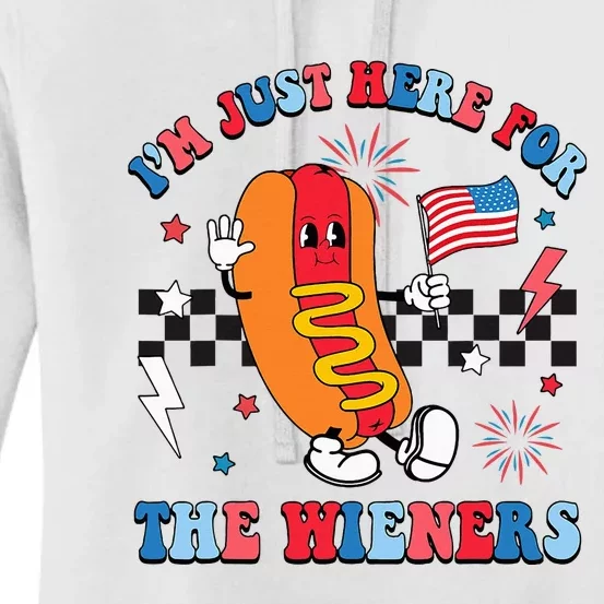 4th Of July IM Just Here For The Wieners Hot Dog Women's Pullover Hoodie