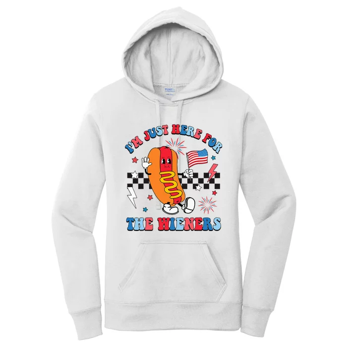 4th Of July IM Just Here For The Wieners Hot Dog Women's Pullover Hoodie