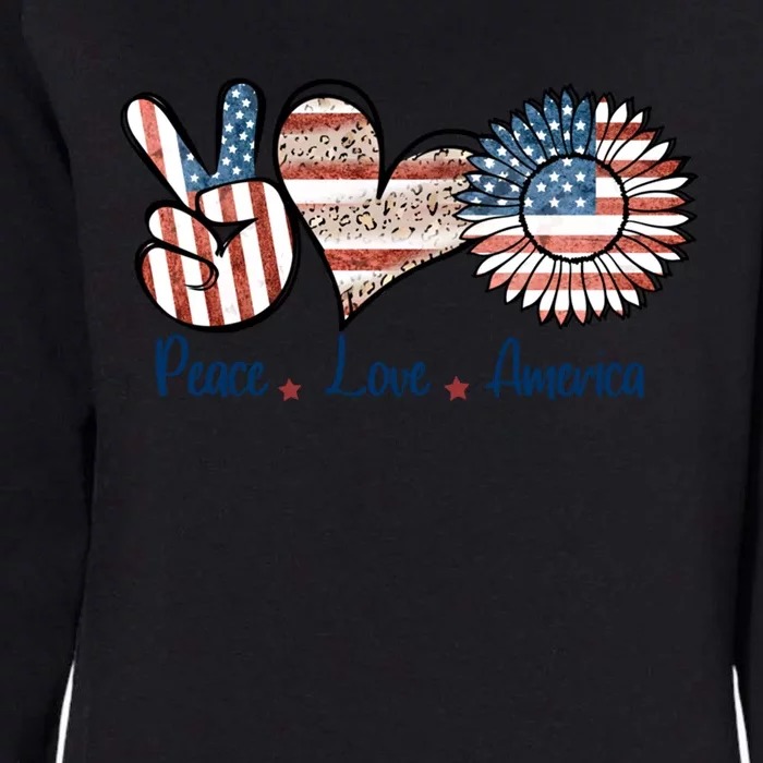 4th Of July Usa Peace Love America Hand Heart Sunflower Gift Womens California Wash Sweatshirt