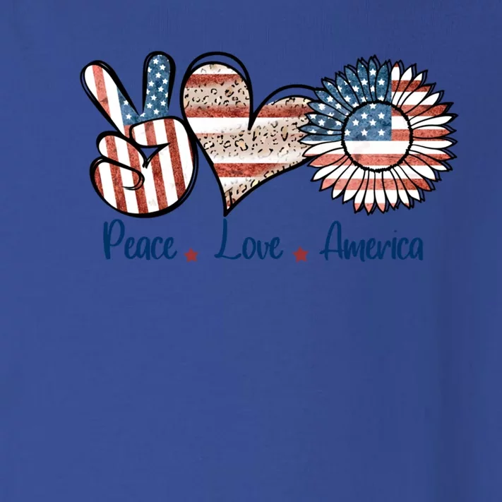 4th Of July Usa Peace Love America Hand Heart Sunflower Gift Toddler Long Sleeve Shirt