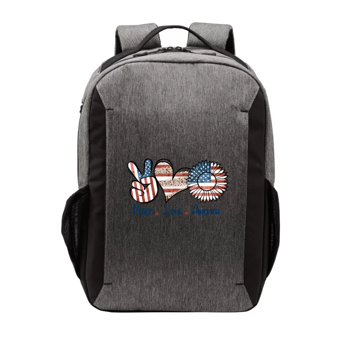 4th Of July Usa Peace Love America Hand Heart Sunflower Gift Vector Backpack