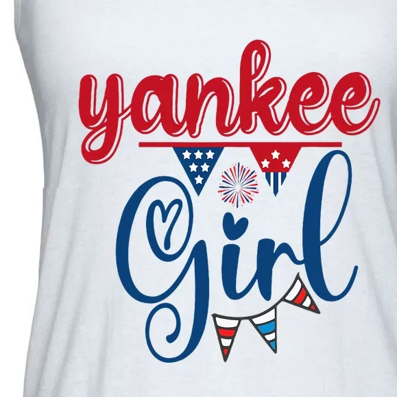 4th Of July Yankee Girl American Flag Ladies Essential Flowy Tank