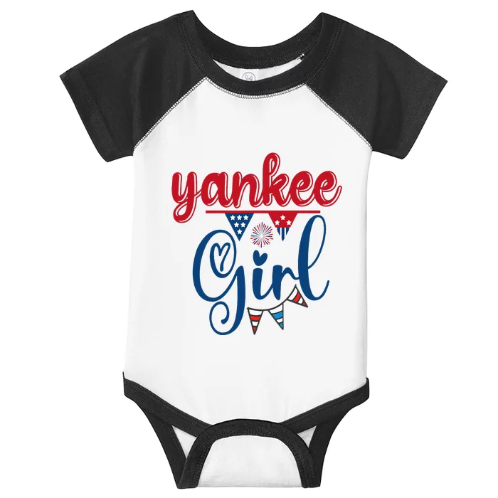 4th Of July Yankee Girl American Flag Infant Baby Jersey Bodysuit