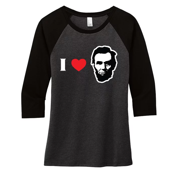 4th Of July Abraham Lincoln Women's Tri-Blend 3/4-Sleeve Raglan Shirt