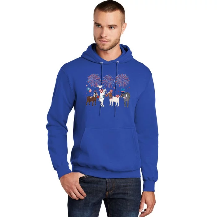 4th Of July Patriotic Goat Usa American Flag Goat Lovers Funny Gift Tall Hoodie