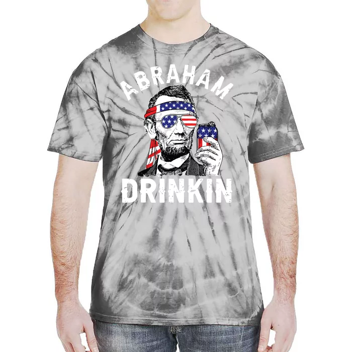 4th Of July Abraham Drinking Merica Abe Lincoln Beer Lover Tie-Dye T-Shirt