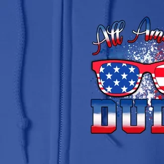 4th Of July Usa Flag Sunglasses All American Dude Gift Full Zip Hoodie