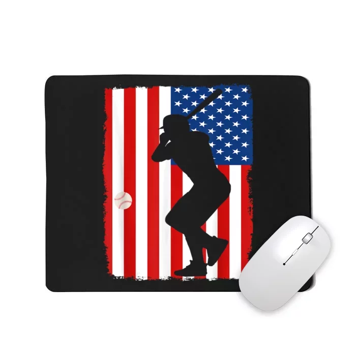 4th Of July Patriotic Baseball Men USA American Flag Mousepad