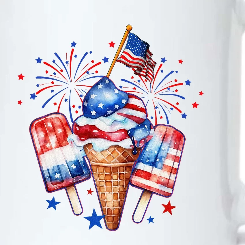 4th Of July Popsicle Red White Blue American Flag Patriotic Black Color Changing Mug