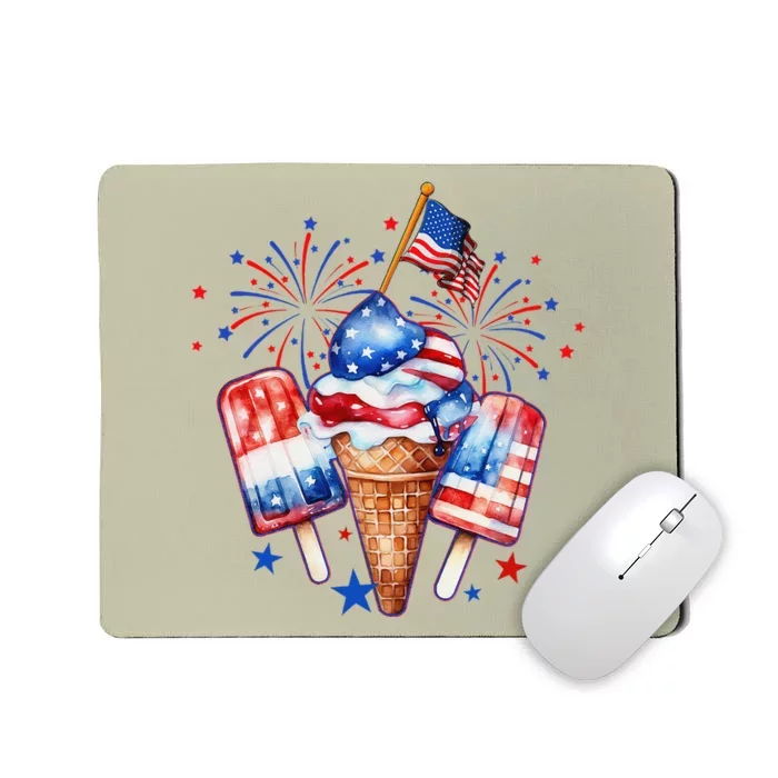 4th Of July Popsicle Red White Blue American Flag Patriotic Mousepad