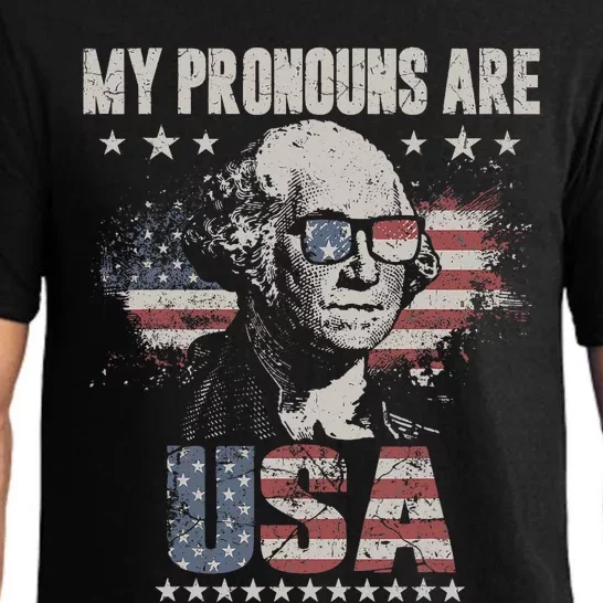 4th Of July My Pronouns Are USA Flag For Men Women & Kids Pajama Set