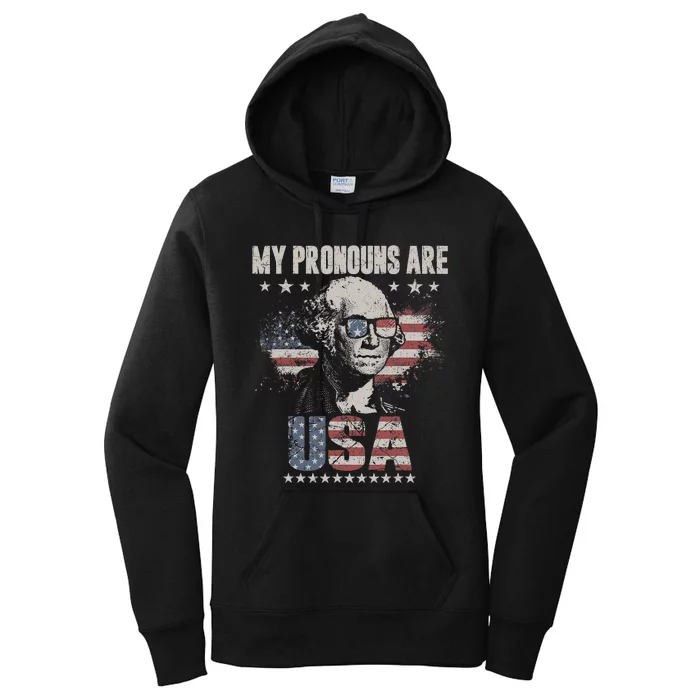 4th Of July My Pronouns Are USA Flag For Men Women & Kids Women's Pullover Hoodie