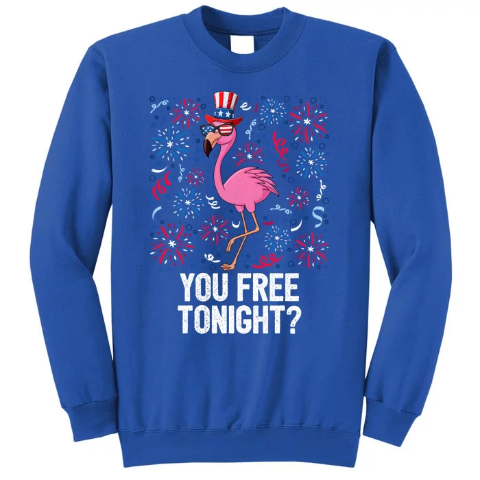 4th Of July You Free Tonight Flamingo American Flag Usa Cool Gift Tall Sweatshirt