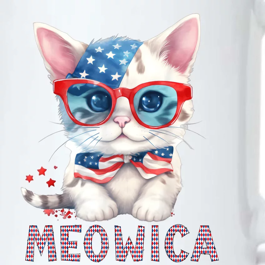 4th Of July Meowicas Patriotic Graphic Tees For Cat Lovers Black Color Changing Mug