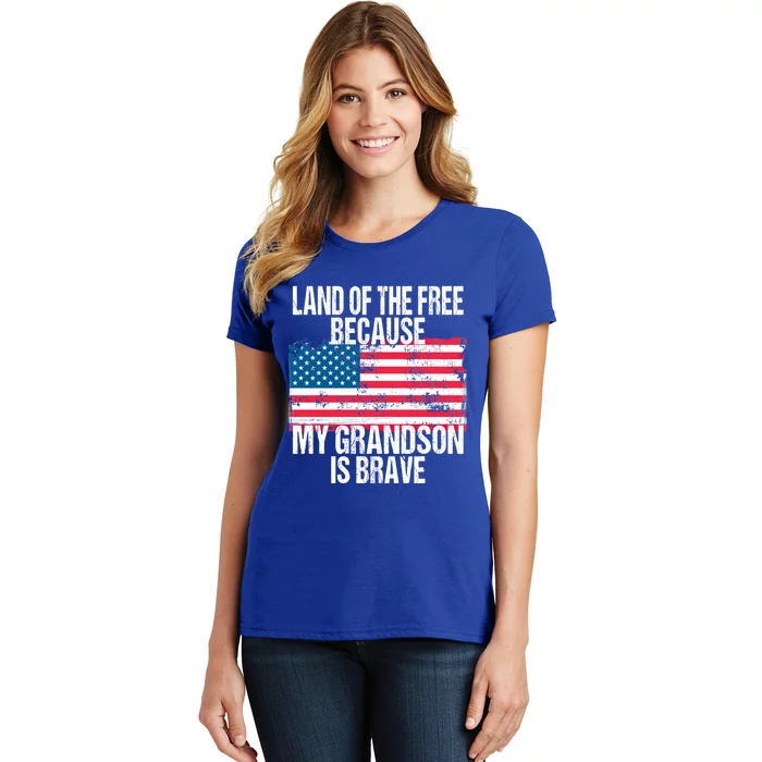 4th Of July Vintage American Flag Land Of The Free Grandson Gift Women's T-Shirt