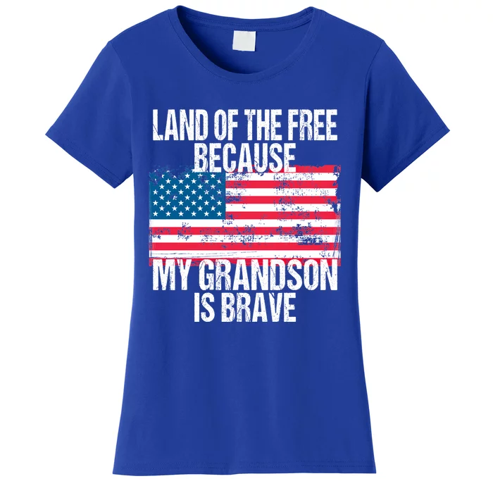 4th Of July Vintage American Flag Land Of The Free Grandson Gift Women's T-Shirt