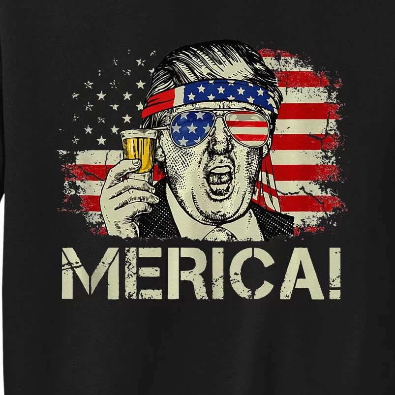 4th of july merica trump murica beer drinking american flag Tall Sweatshirt