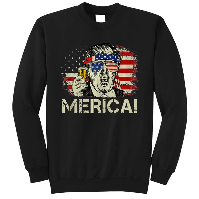 4th of july merica trump murica beer drinking american flag Tall Sweatshirt