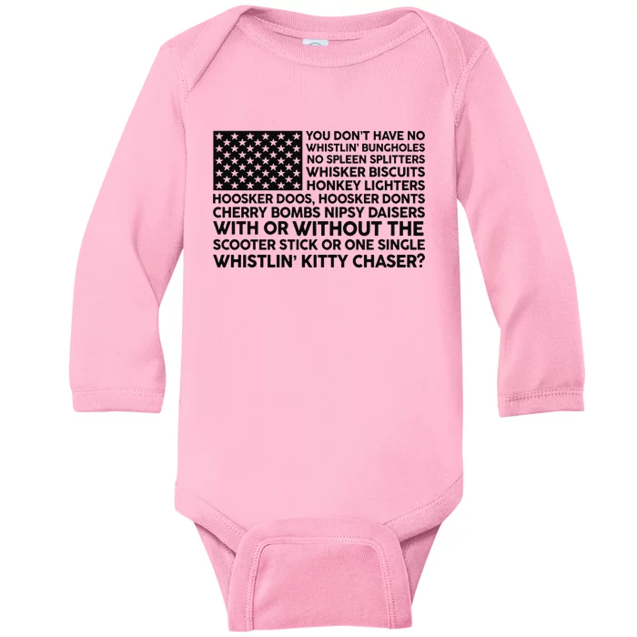 4th Of July You DonT Have No Whistling Bungholes Usa Flag Baby Long Sleeve Bodysuit