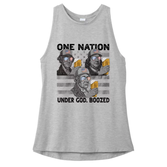 4th Of July Beer One Nation Under God Boozed Presidents Gift Ladies Tri-Blend Wicking Tank