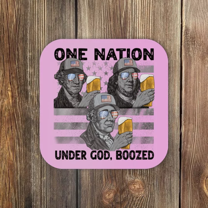 4th Of July Beer One Nation Under God Boozed Presidents Gift Coaster