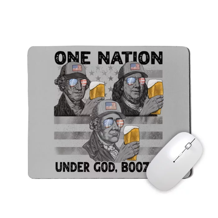 4th Of July Beer One Nation Under God Boozed Presidents Gift Mousepad