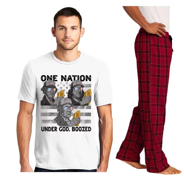 4th Of July Beer One Nation Under God Boozed Presidents Gift Pajama Set