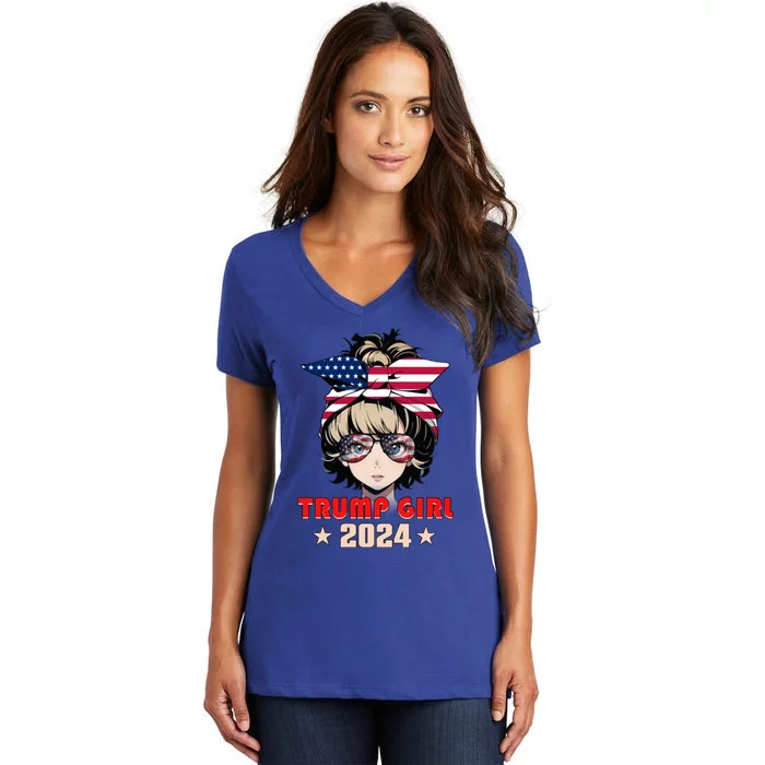 4th Of July Trump 45 47 Trump 2024 Gift Women's V-Neck T-Shirt