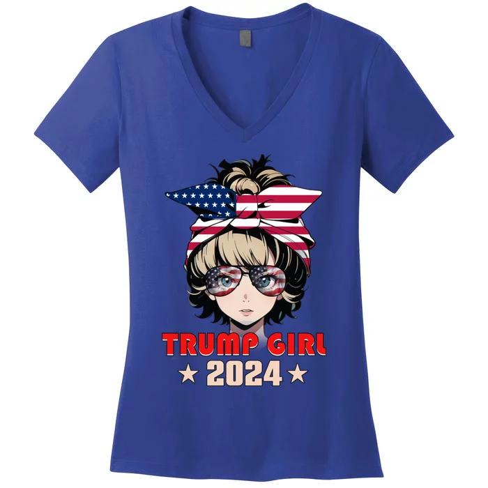 4th Of July Trump 45 47 Trump 2024 Gift Women's V-Neck T-Shirt