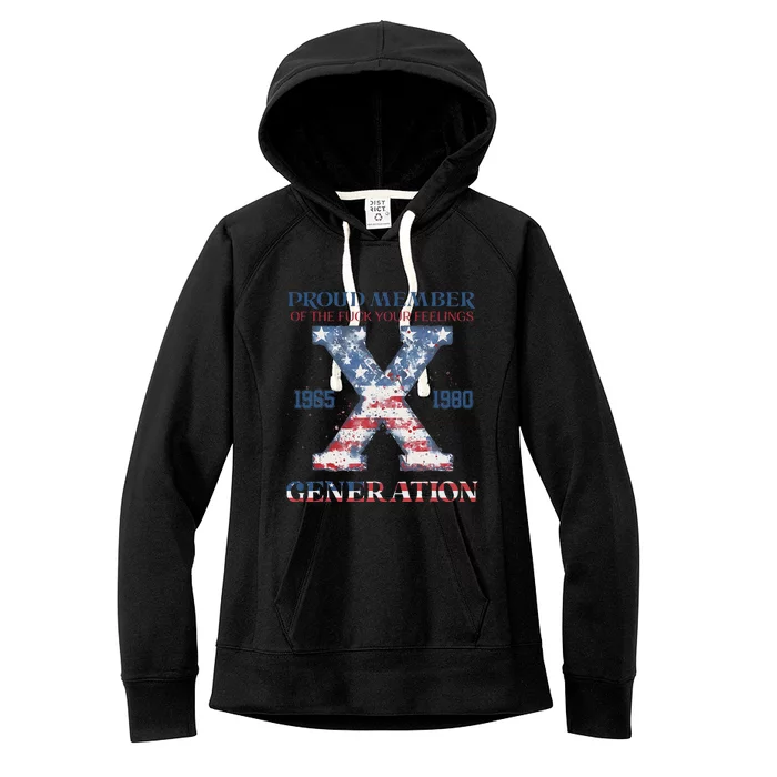 4th Of July Generation X Retro Style Us Flags Women's Fleece Hoodie