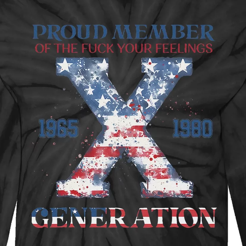 4th Of July Generation X Retro Style Us Flags Tie-Dye Long Sleeve Shirt