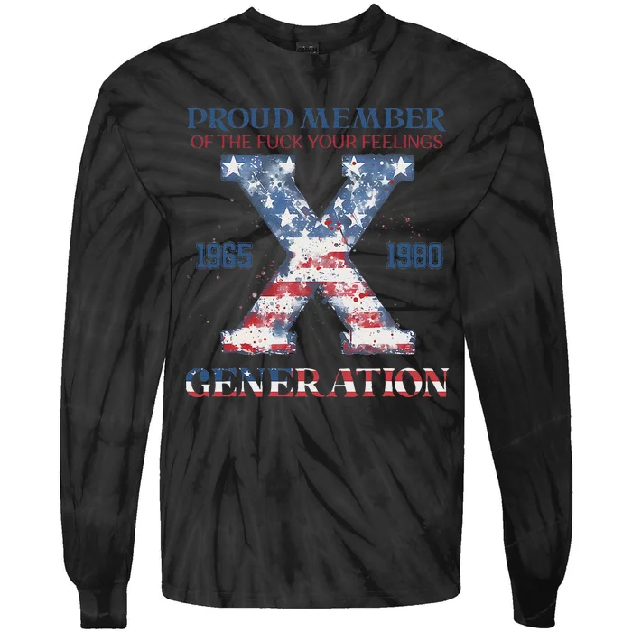 4th Of July Generation X Retro Style Us Flags Tie-Dye Long Sleeve Shirt