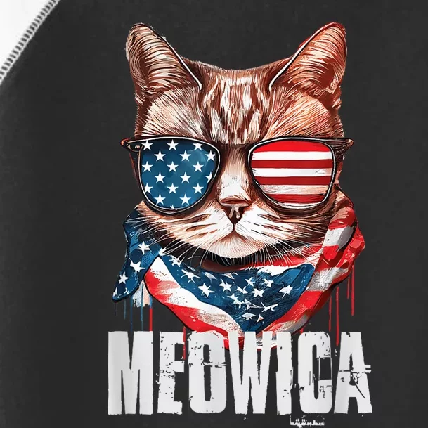 4th of July Shirt Meowica American Flag Cat Toddler Fine Jersey T-Shirt