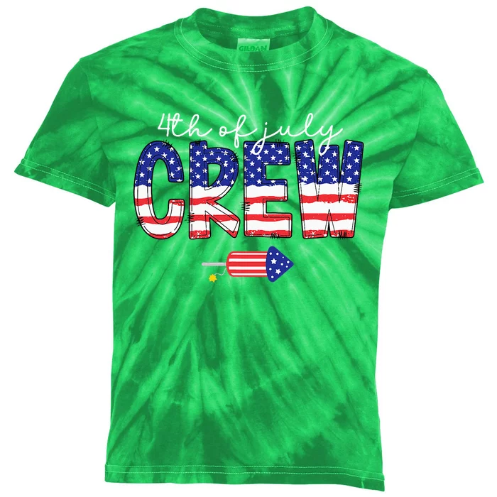 4th Of July Crew Matching Family Funny Fourth Of July Group Kids Tie-Dye T-Shirt