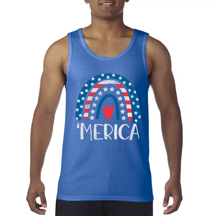 4th Of July Rainbow American Flag Merica 4th Of July Rainbow Gift Tank Top