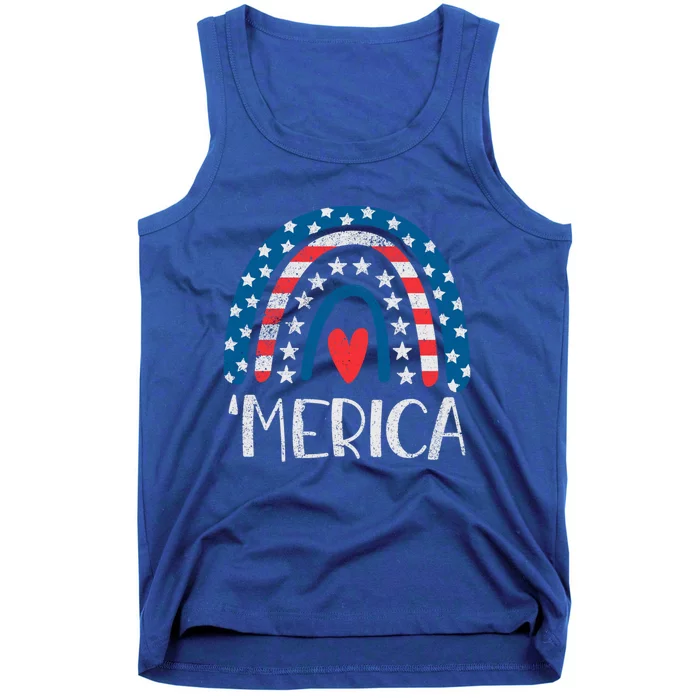 4th Of July Rainbow American Flag Merica 4th Of July Rainbow Gift Tank Top