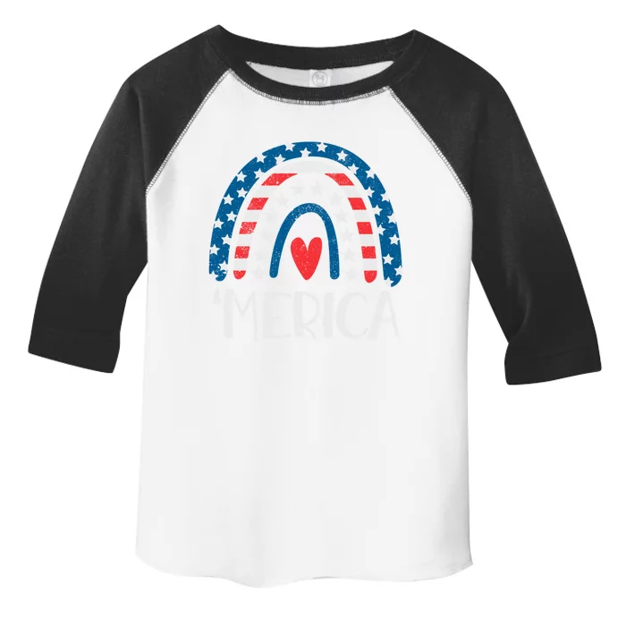 4th Of July Rainbow American Flag Merica 4th Of July Rainbow Gift Toddler Fine Jersey T-Shirt