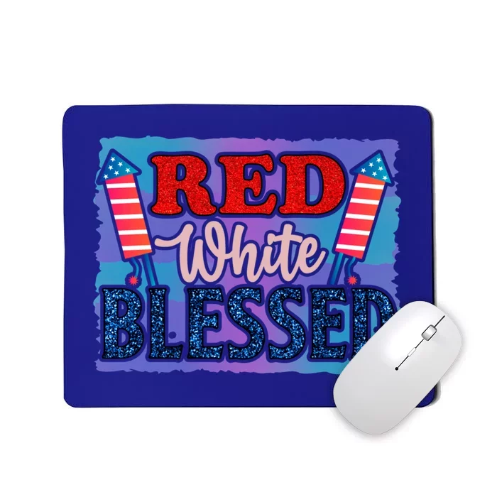 4th Of July Clothes And Accessories Red White Blessed Cute Gift Mousepad