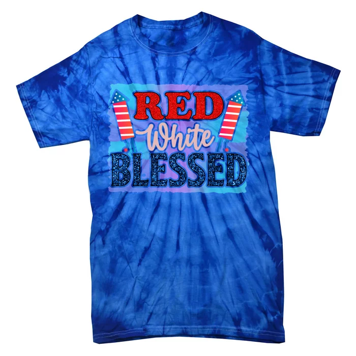 4th Of July Clothes And Accessories Red White Blessed Cute Gift Tie-Dye T-Shirt