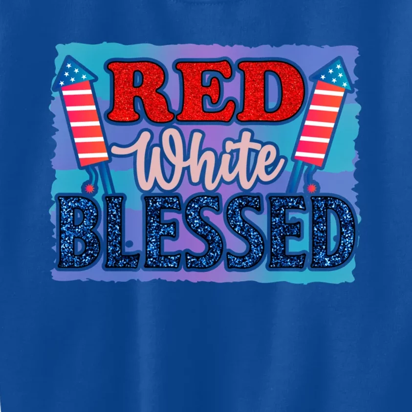 4th Of July Clothes And Accessories Red White Blessed Cute Gift Kids Sweatshirt