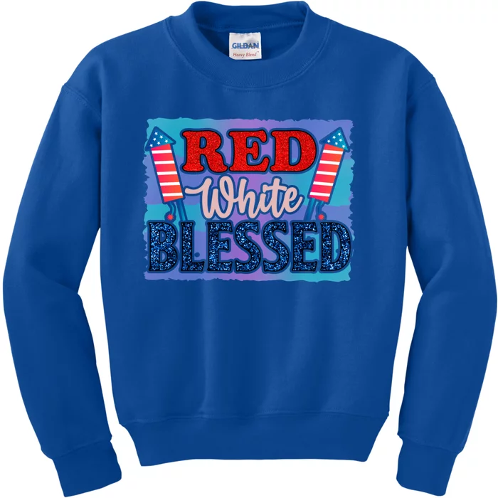 4th Of July Clothes And Accessories Red White Blessed Cute Gift Kids Sweatshirt