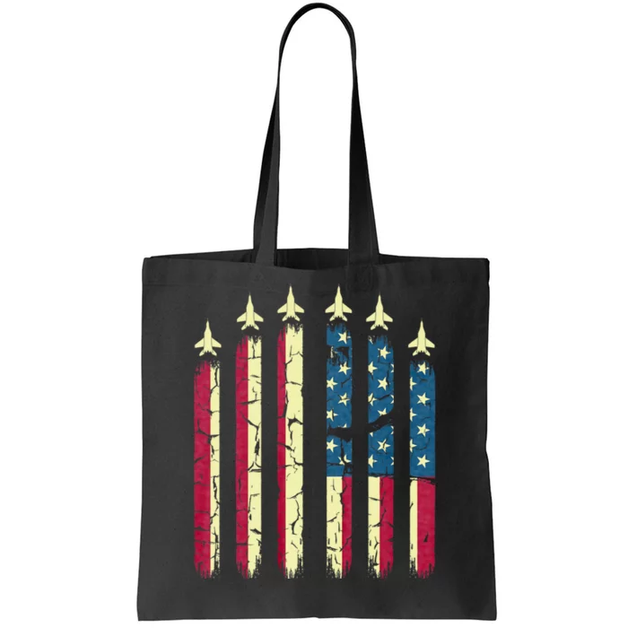 4th Of July Jet Fighter American Flag Patriotic Hero Flying Tote Bag